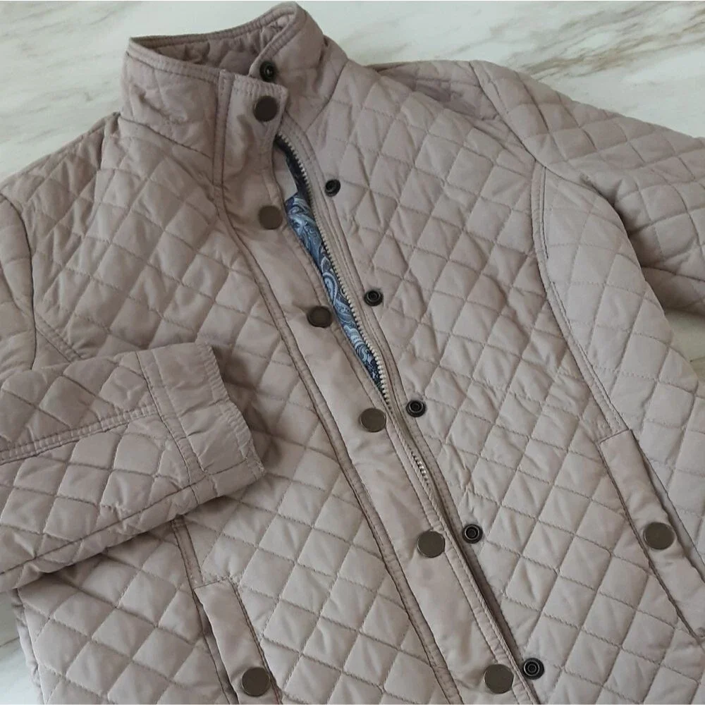 MISS ASHLEY by 26 International Beige Quilted Puffer Jacket Sz SP - Picture 7 of 11